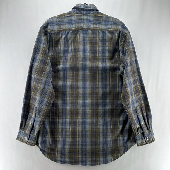 Polo Jeans Co. Ralph Lauren Shirt Men M Button Up Long Sleeve Flannel Plaid Blue - Picture 2 of 11